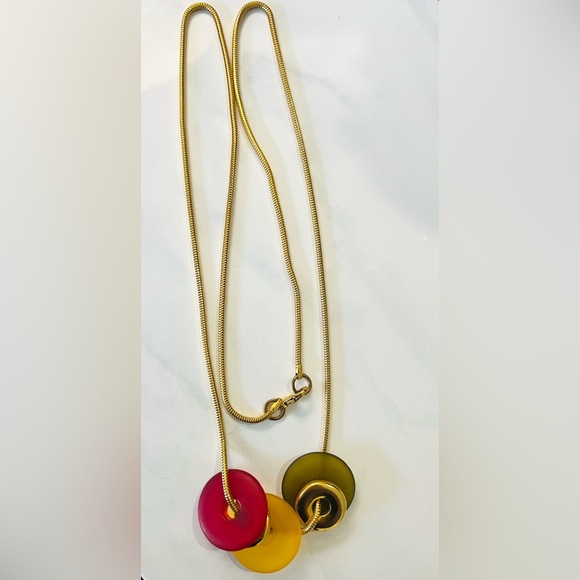 Liz Claiborne 32” long vintage snake chain necklace with round discs - Picture 1 of 5